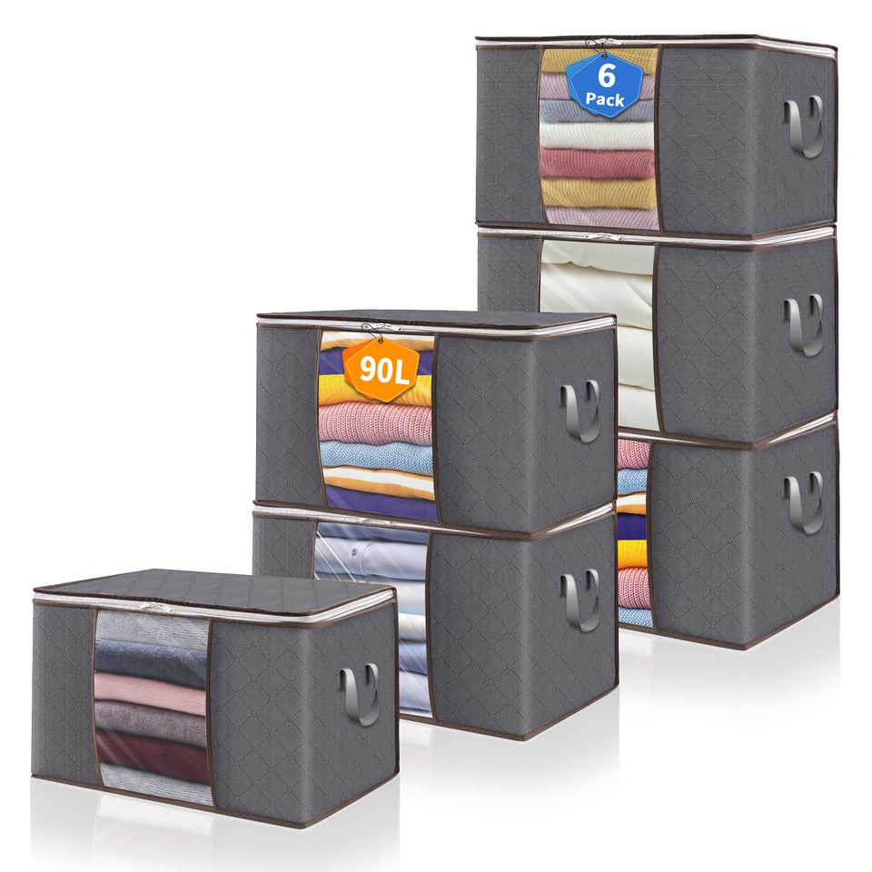 TEPECH 90L under bed storage bag with foldable gray design
