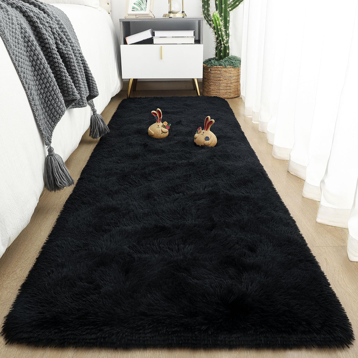 Tepook soft runner rug in bedroom with plush 2x6 ft size for cozy feet