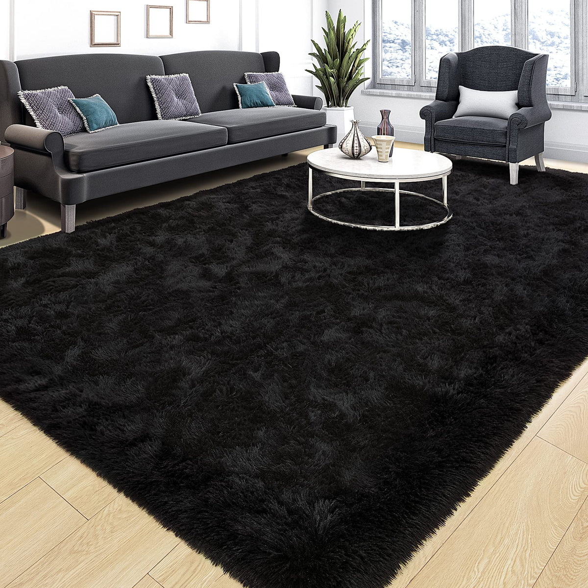 Tepook fluffy rug in a bedroom, plush velvet feel for feet
