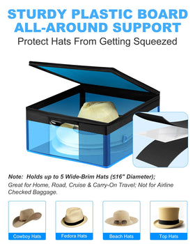 Teraves hat storage box open top reveals elastic bands securing hats