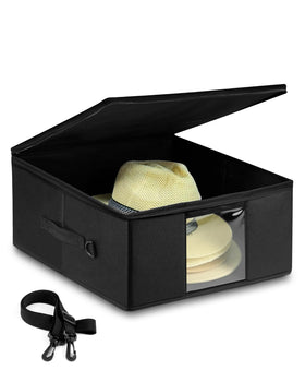 Teraves Large Cowboy Hat Storage Box side view shows crush-proof travel protection