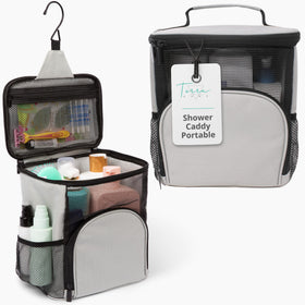Terra Home portable dorm shower caddy with foldable mesh tote keeps toiletries organized on the go.