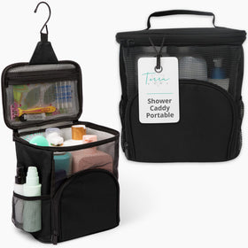TERRA HOME portable shower caddy folded for compact dorm storage and portability