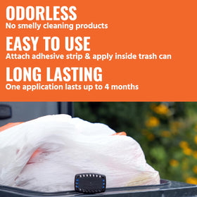 Terro Garbage Guard adhesive backing enables discreet installation inside lid.