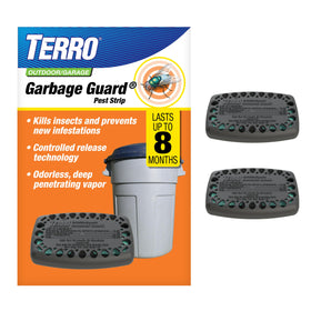 Terro Garbage Guard pod installed inside lid helps deter pests in outdoor trash cans.