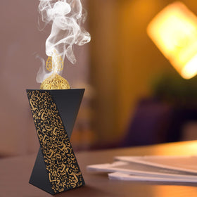 terschelling black resin incense burner spa-ready, adds elegant ambiance to any room