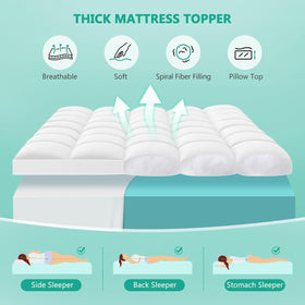 TESIONE Queen Mattress Topper spiral fiber detail showing fluffiness and loft.