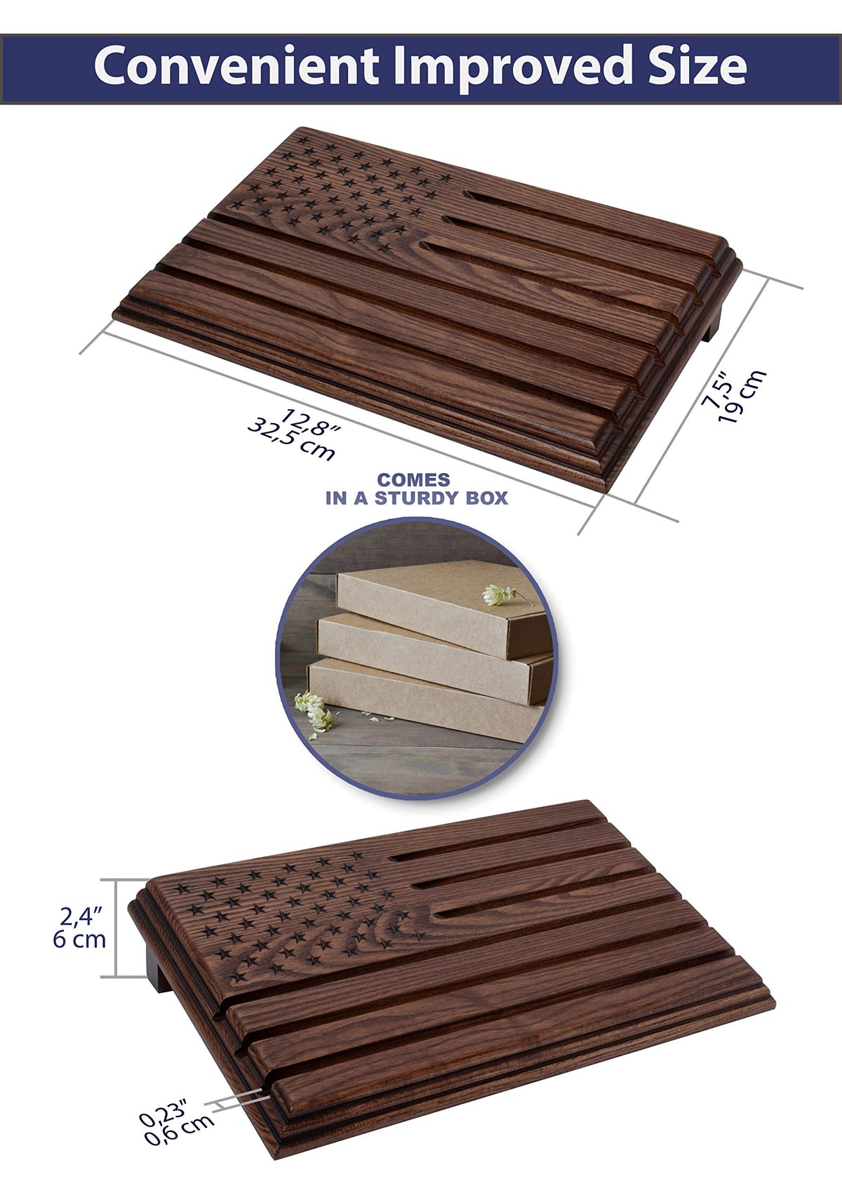 TESLYAR solid wood desk rack in brown highlights natural grain for premium display.