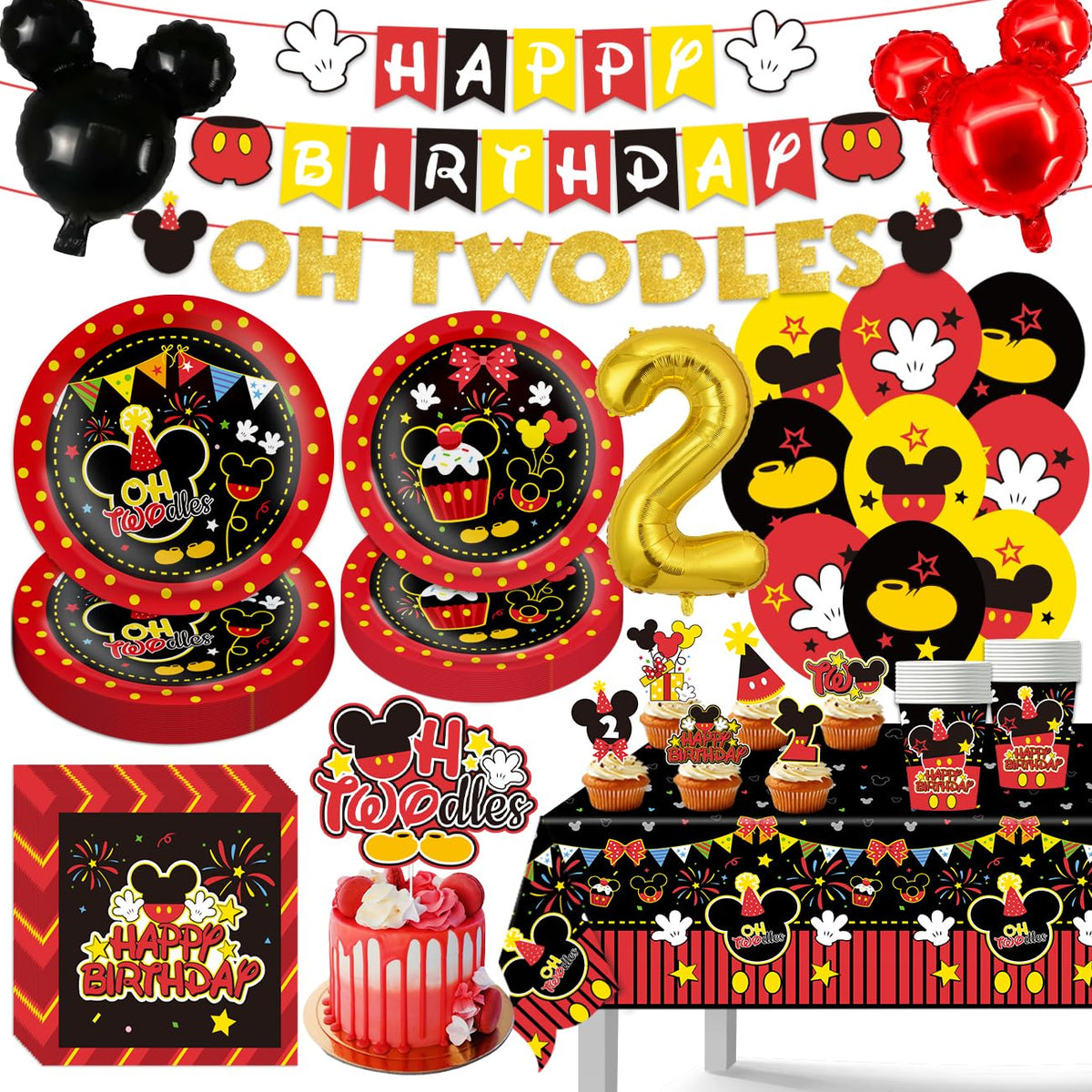 Tetcuican Oh Twodles birthday decor set for a vibrant, photo-ready party atmosphere.