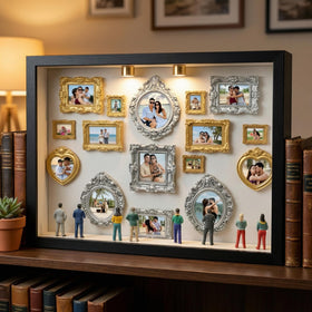 Tetieicsy memory display setup invites personal photos and keepsakes for anniversaries.