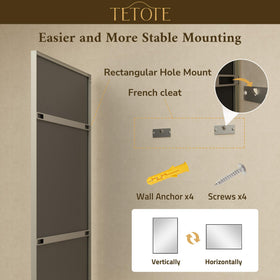TETOTE 24x36 mirror supports vertical or horizontal installation