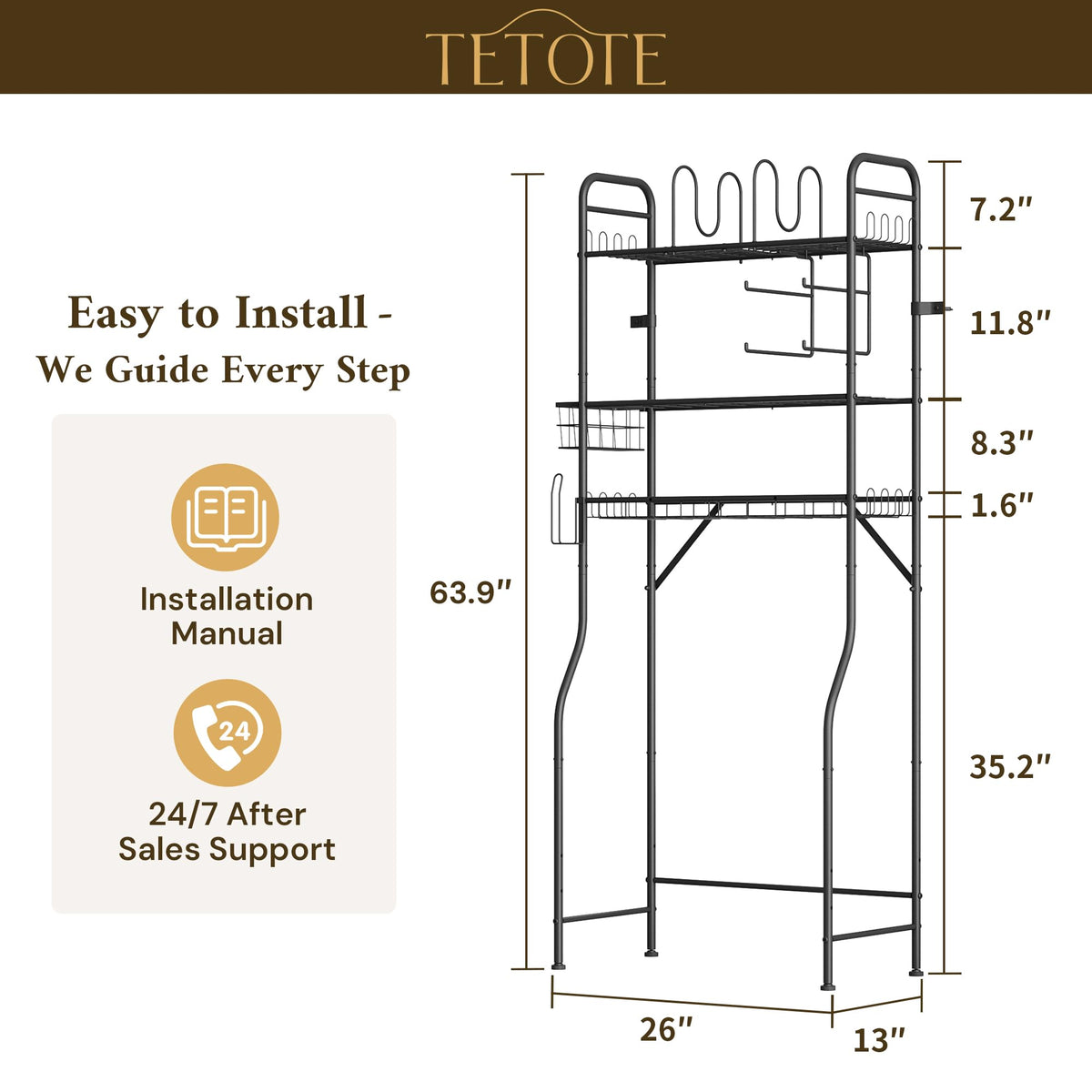 TETOTE top towel-bar area shows towels neatly separated.