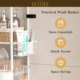 TETOTE rack showing the 16 hooks and easy-to-reach storage area