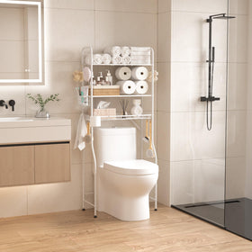TETOTE bathroom scene showing neat, organized bathroom with white finish