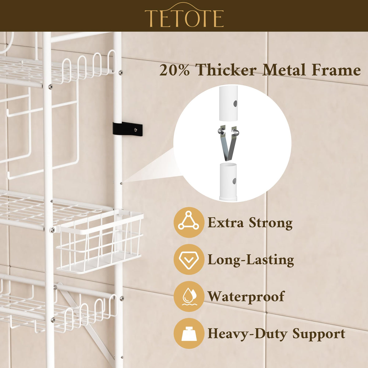 TETOTE rack with leveling feet for stable placement on uneven floors