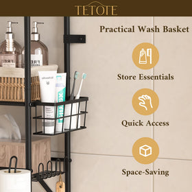 TETOTE side basket and 16 hooks for bathroom accessories.