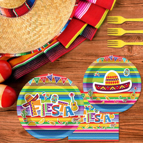 Tevxj fiesta party set image showing complete disposable tableware for easy hosting.