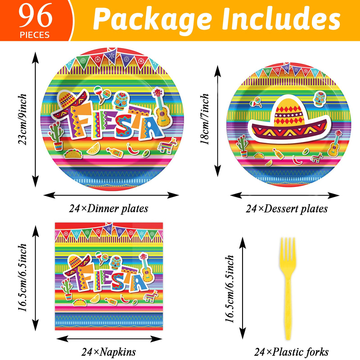Tevxj 7-inch fiesta plates with vibrant designs for crowd-pleasing desserts.