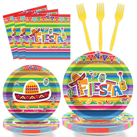 Tevxj 9-inch fiesta plates with colorful stripes for De Mayo celebrations.