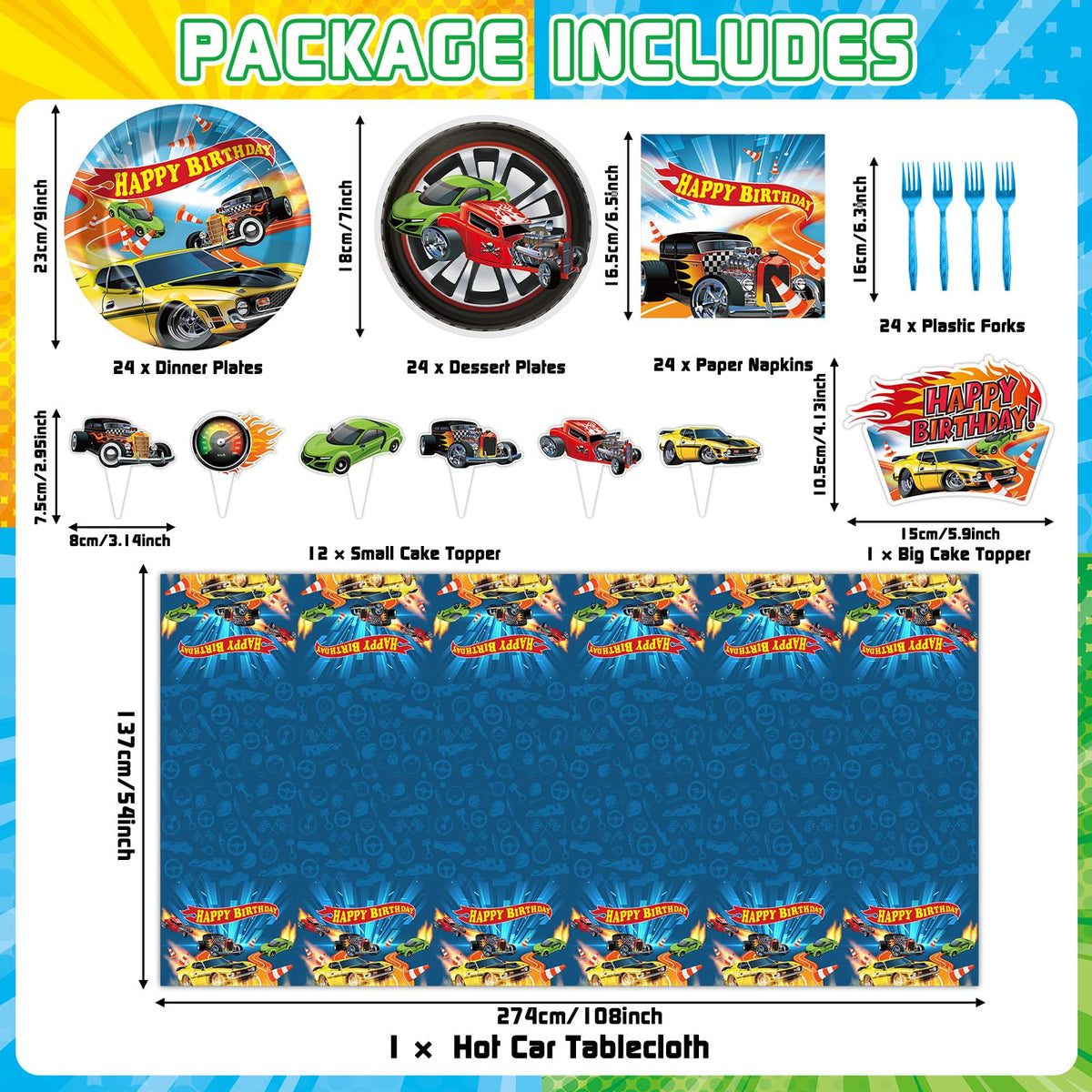 Tevxj race car napkins for easy spills and themed party flair.