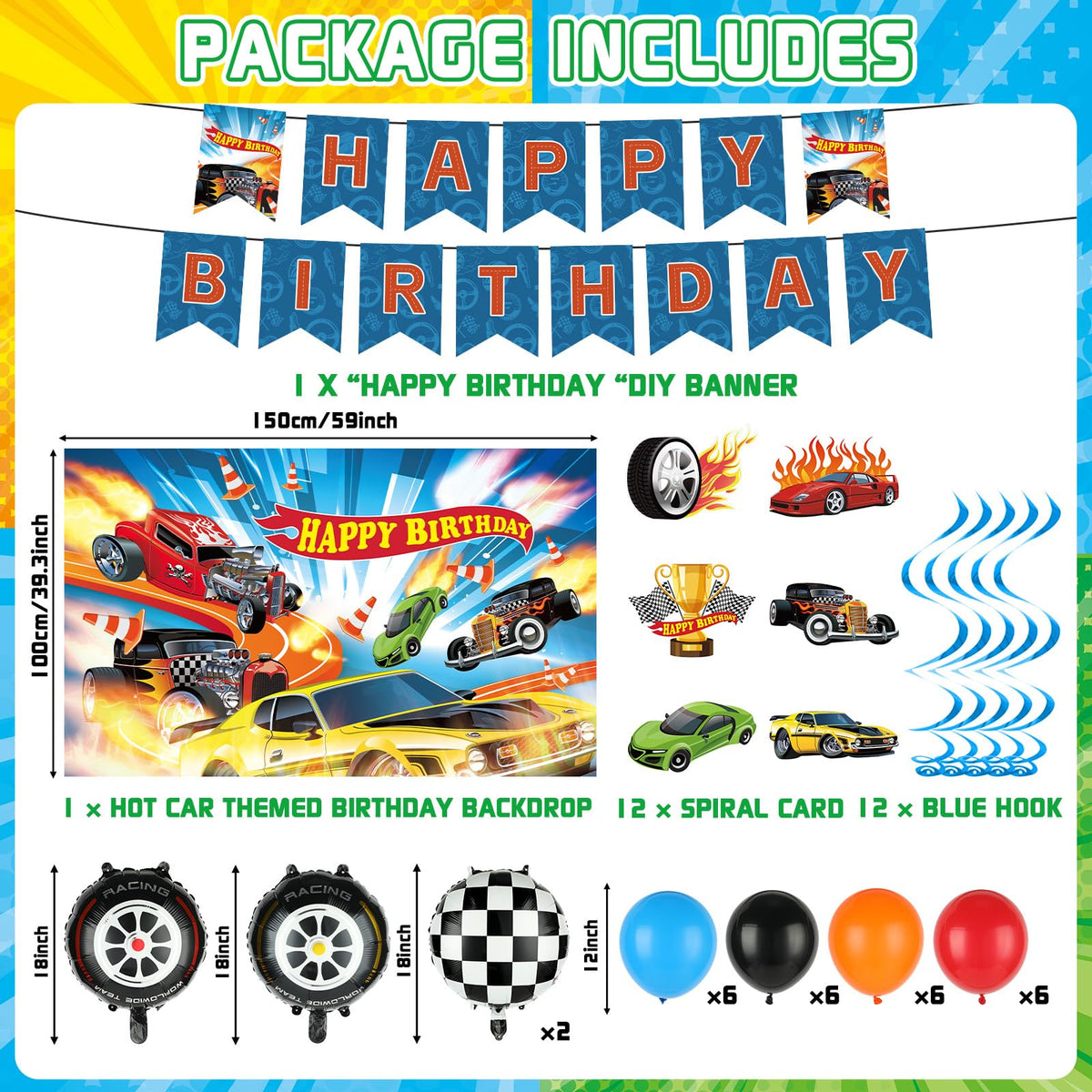 Tevxj race car tablecloth enhances setup with wipe-clean durability.