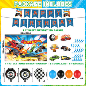 Tevxj race car tablecloth enhances setup with wipe-clean durability.