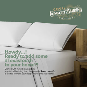 TEXAS LINEN CO. easy-care machine-washable sheets ready for laundry