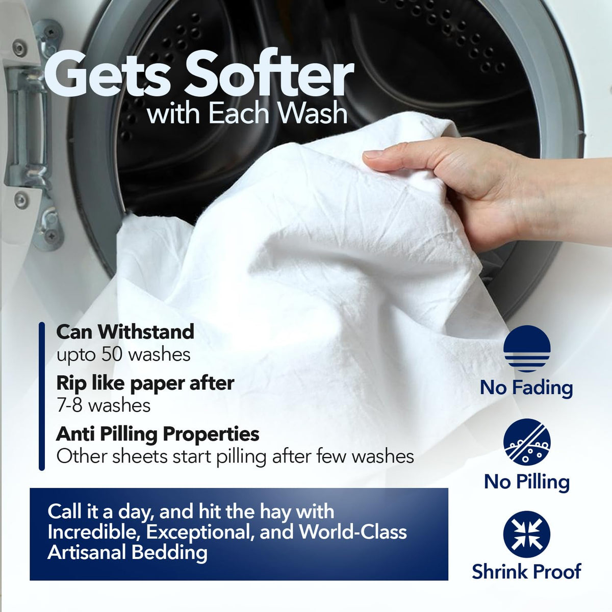 Machine washable king sheet maintains softness and resists pilling