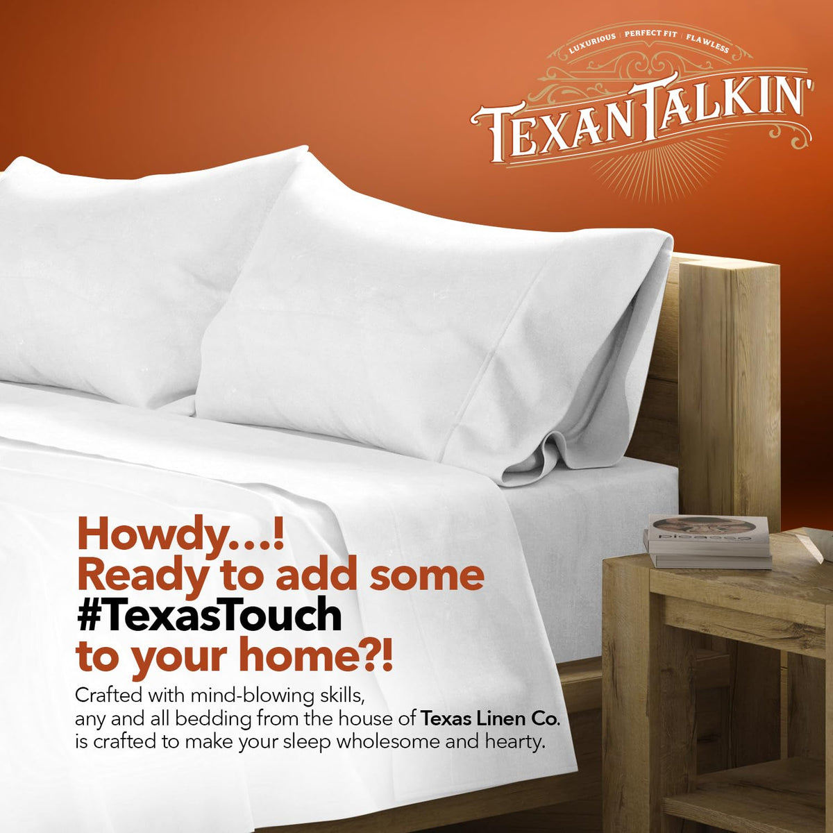 TEXAS LINEN CO mercerized cotton enhances luster softness and color retention.