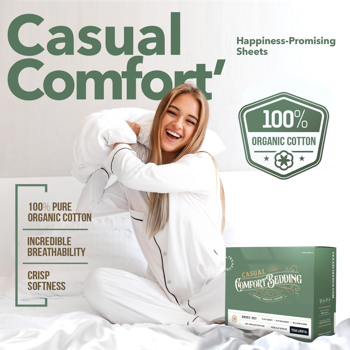 Texas Linen Co. king fitted sheet with deep pockets fits mattresses securely.
