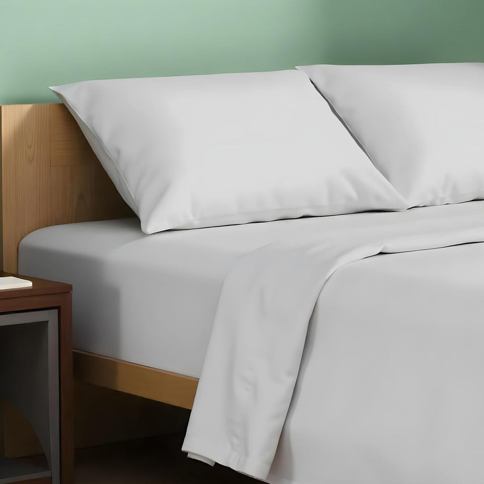 TEXAS LINEN CO. queen percale sheets folded showing crisp, breathable cooling feel