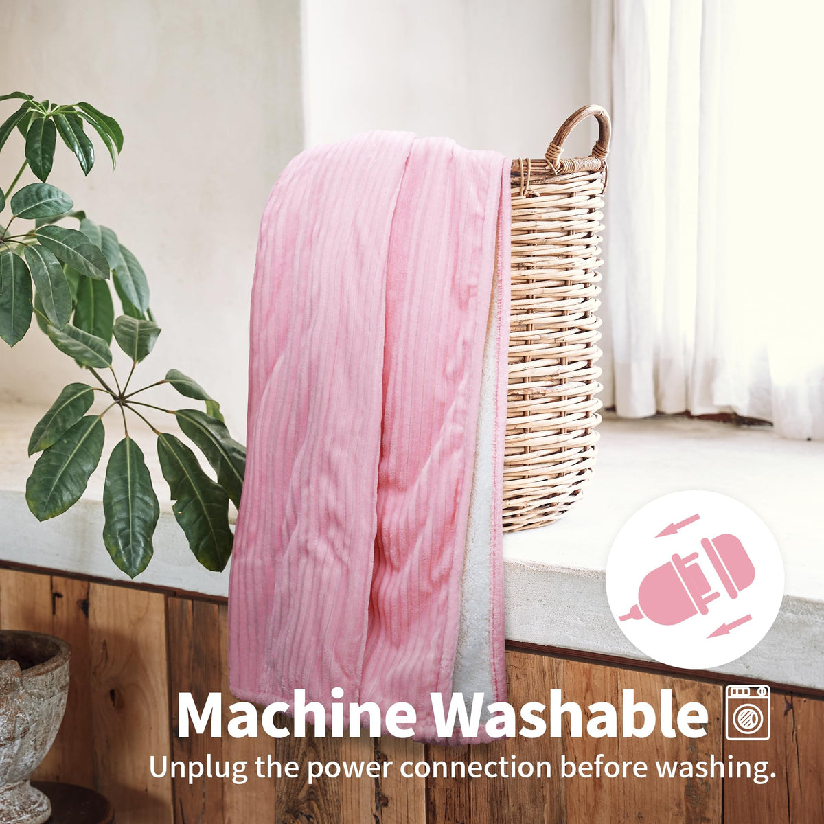 Texciting heated blanket machine washable for easy care.