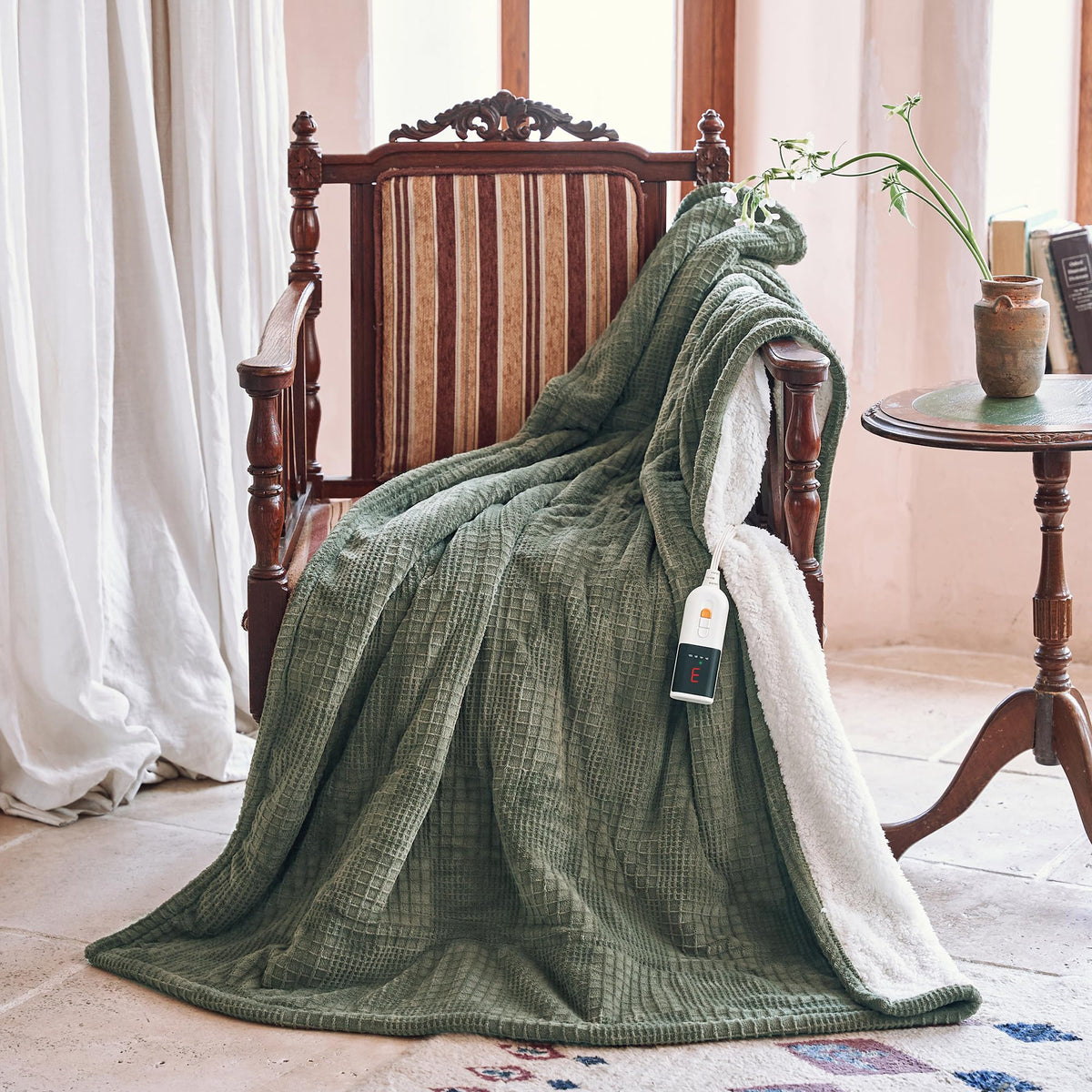 Texciting heated blanket throw shows 9-heat-settings for personalized comfort