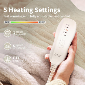 Texciting heated blanket throw with auto-off timer for safe, worry-free use.