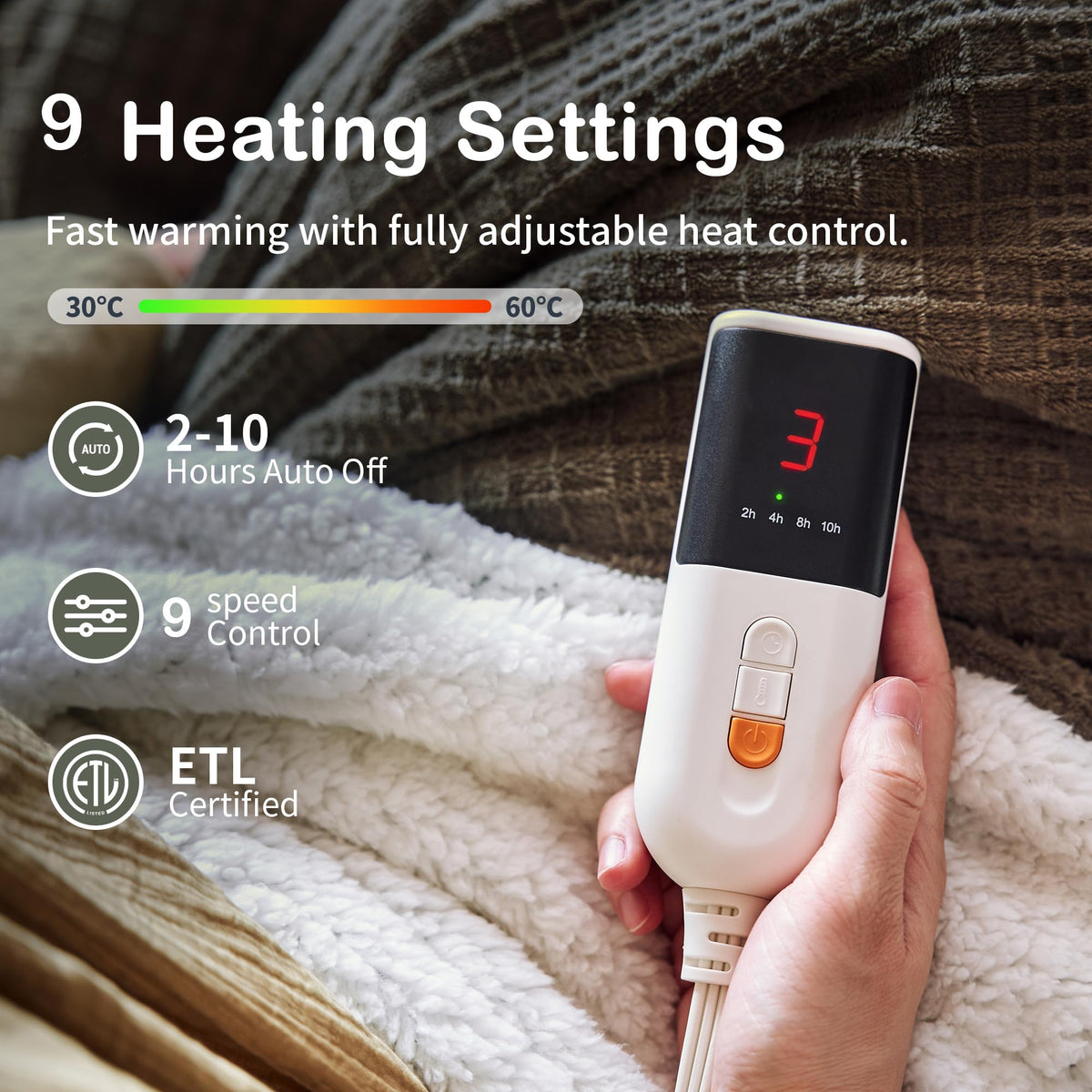 Texciting heated blanket throw on bed or couch for versatile warmth