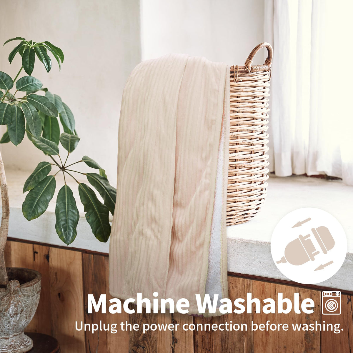 Texciting heated blanket throw in a generous 50x60 size for versatile placement.
