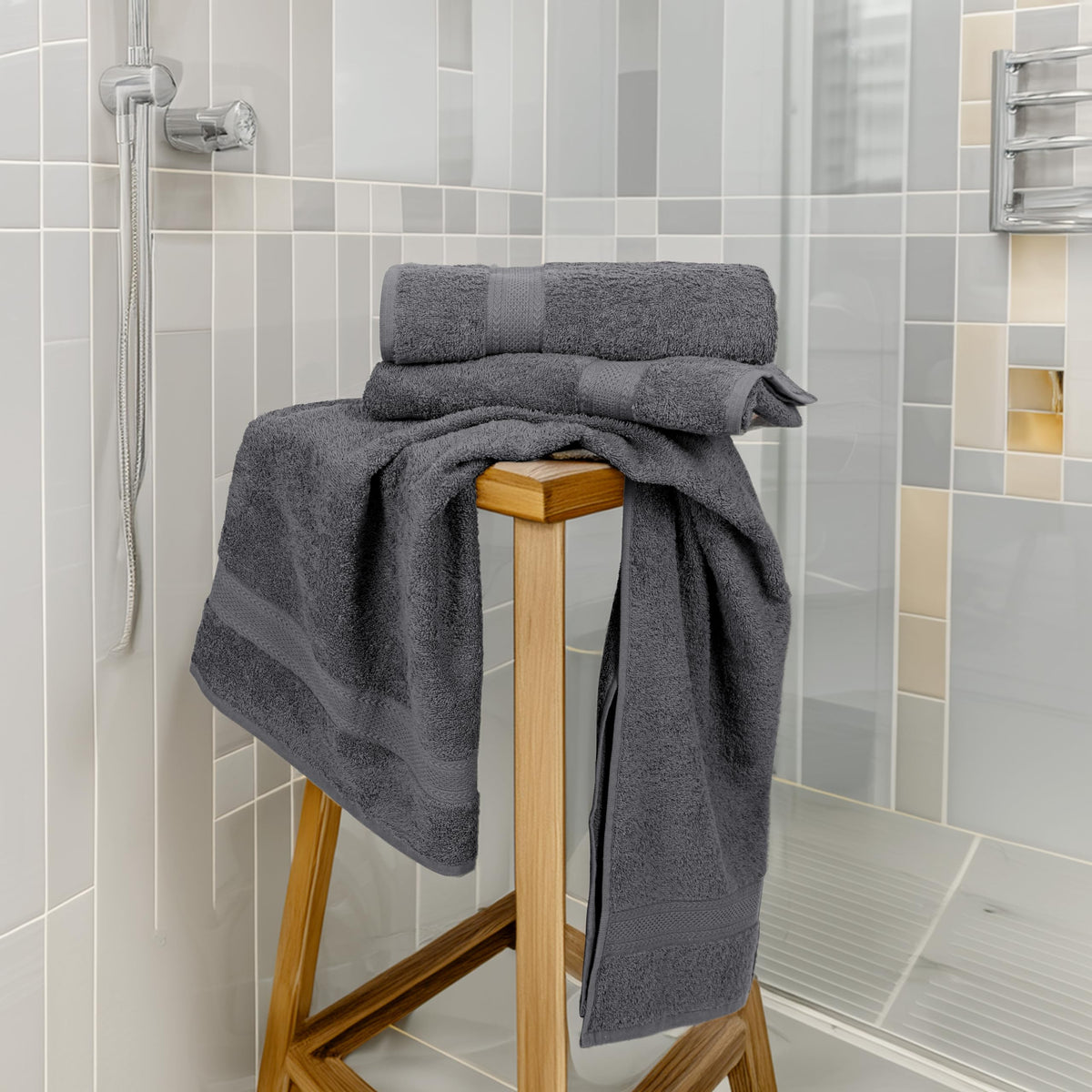 TEXCRAFT set at spa or poolside, emphasizing quick-dry performance.