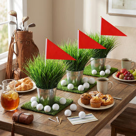 Teyva Daily flag pennants provide color and golf theme cues for celebrations.