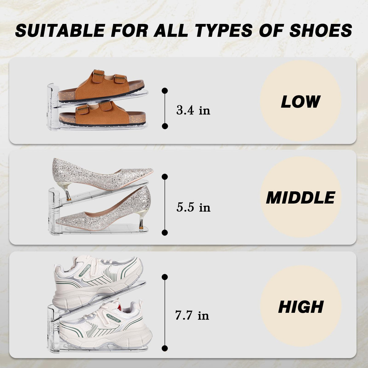 Tgzwme shoe slots organizer shows clear visibility for quick shoe selection