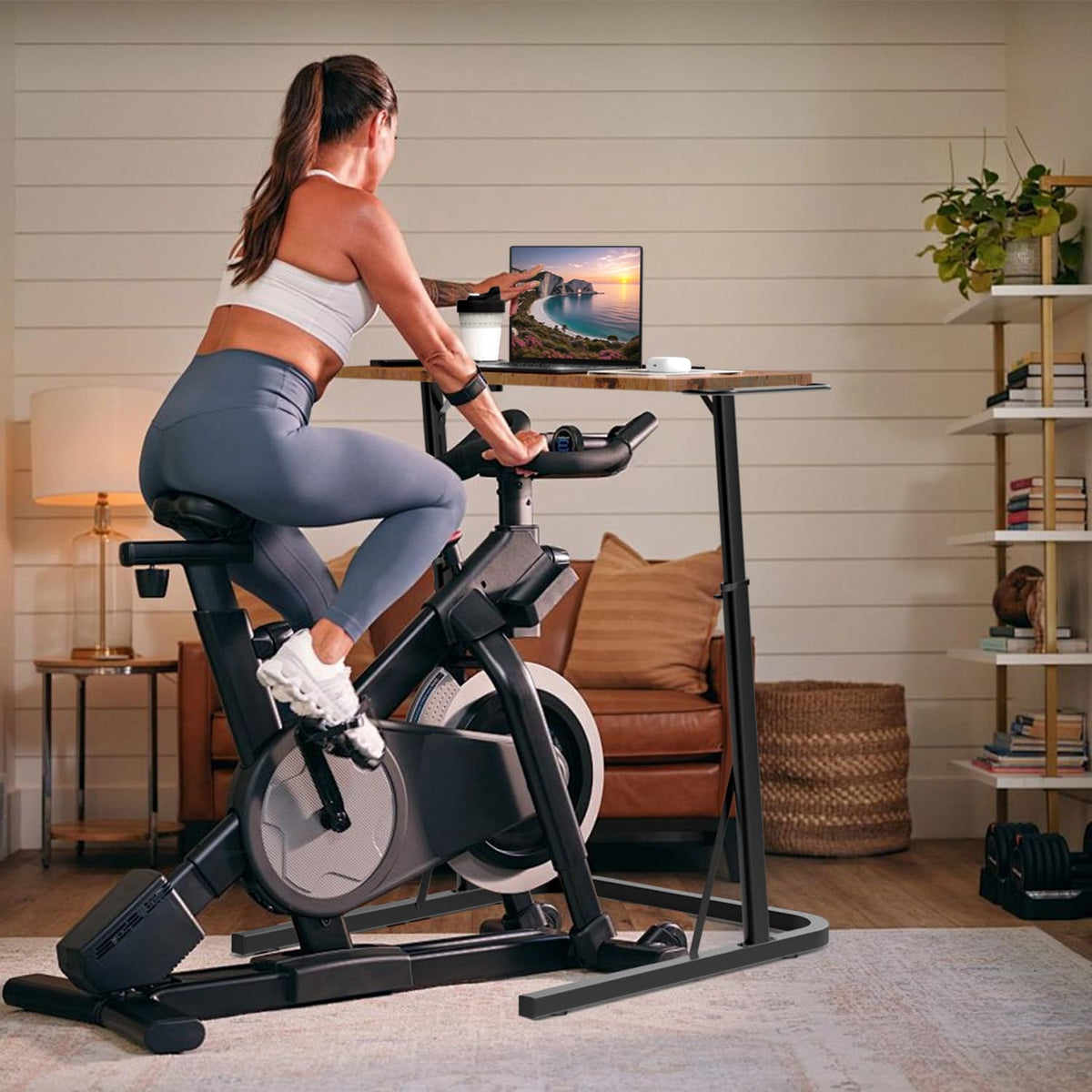THAILE standing workstation and treadmill combo for home fitness.
