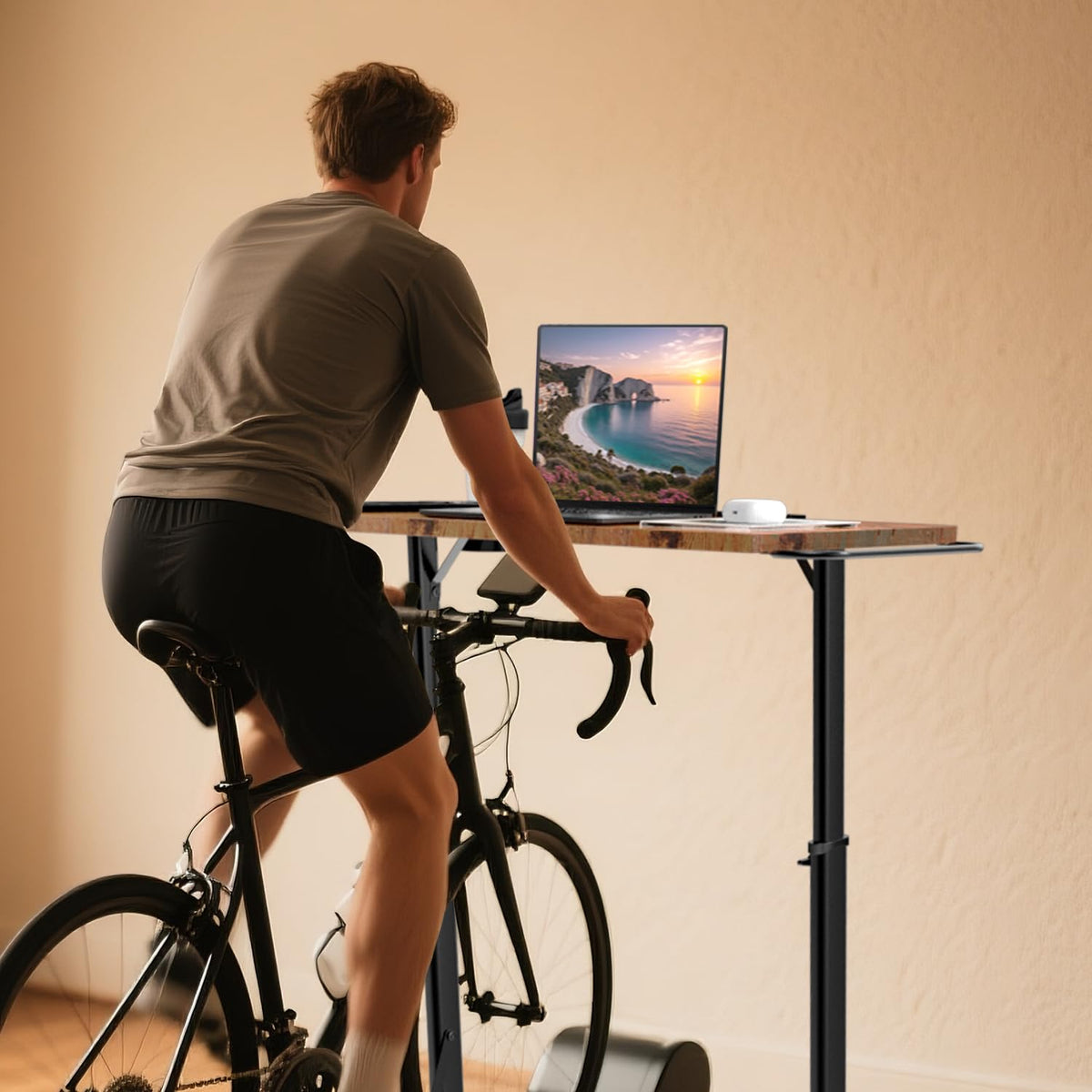 THAILE treadmill-desk supports cycling use for active breaks.