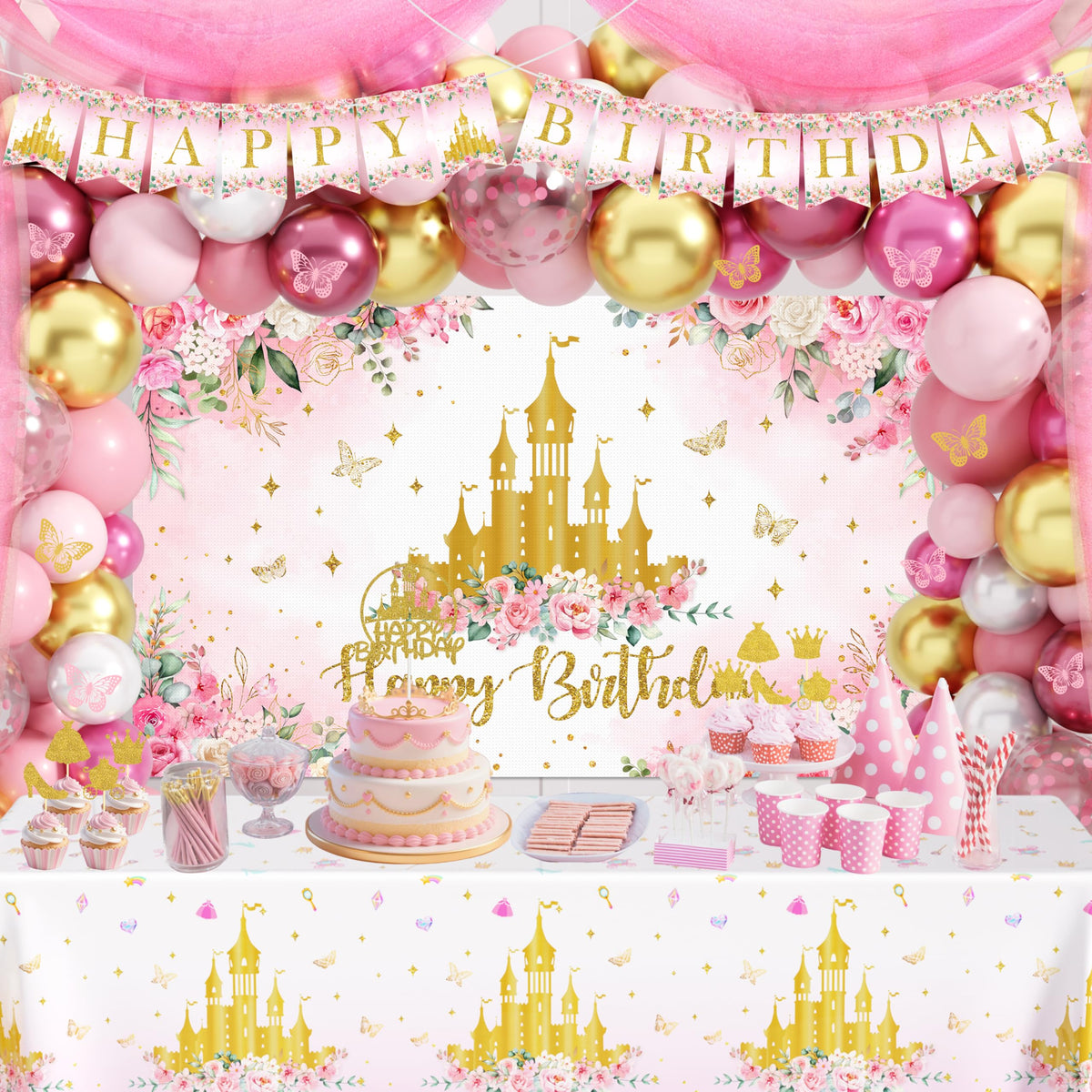 THAWAY butterfly wall stickers add whimsy to walls in pink and gold