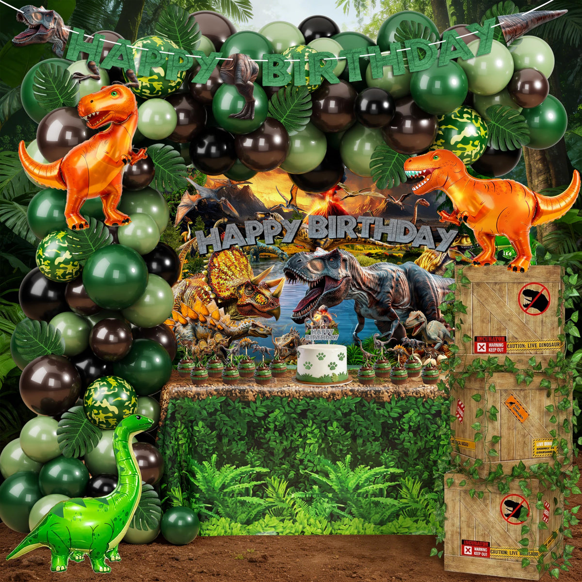 THAWAY dinosaur backdrop 150x100cm for photo-worthy prehistoric party moments.