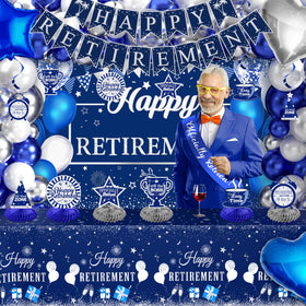THAWAY blue silver foil balloons create a striking garland display