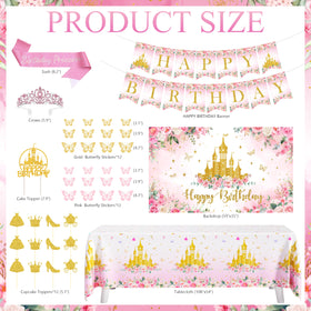 THAWAY birthday banner pink and gold for festive princess celebration