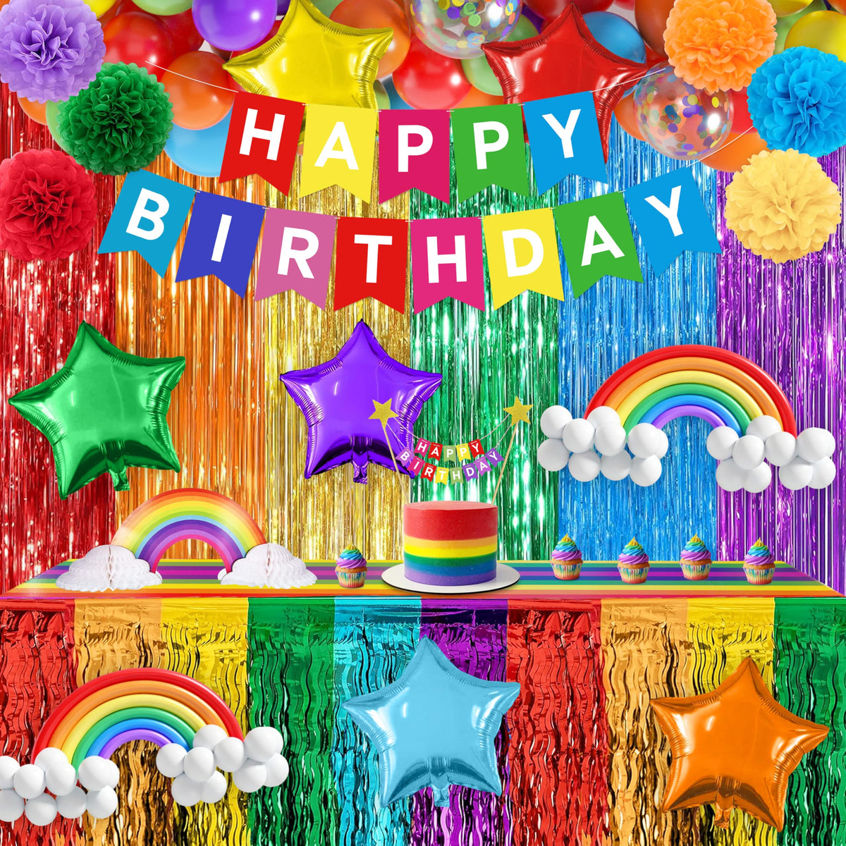 THAWAY paper flowers bring cheerful rainbow accents to decor.