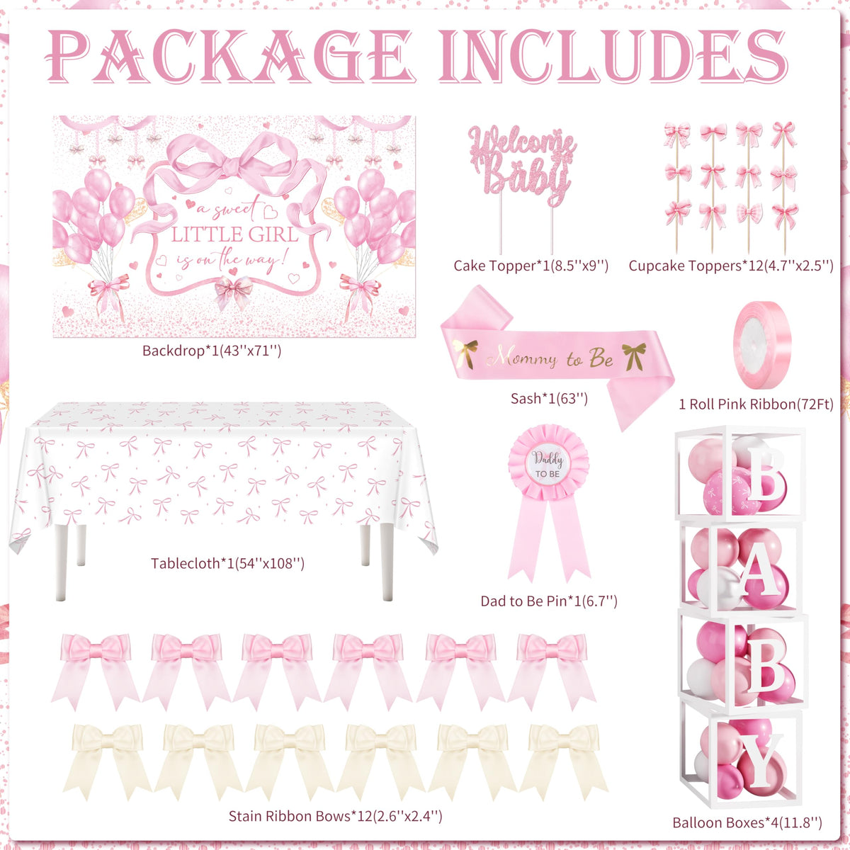 THAWAY pink bow banners for a cohesive baby shower look