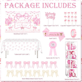 THAWAY pink bow banners for a cohesive baby shower look