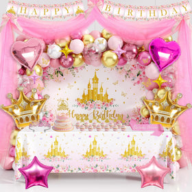 THAWAY princess backdrop pink and gold ideal photo backdrop for a fairy tale party