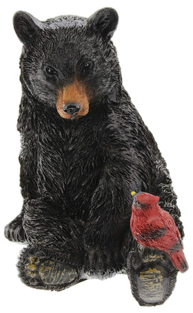 The Bridge Collection black bear and cardinal figurine on display, ideal as a woodland-inspired centerpiece.